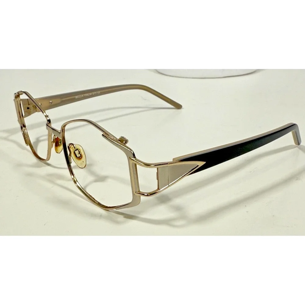 Bella Italia Eyeglass Frame Womens 53-19-130 Gold Silver Hexagonal Geometric 311